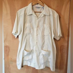 Men's GUAYABERA Shirt XL Cream Romani